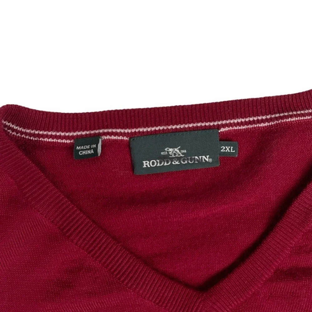 Rodd & Gunn Seater Mens 2XL XXL Red Long Sleeve V-Neck NWOT